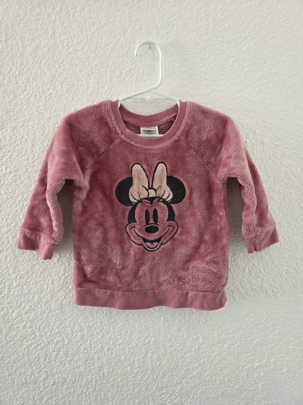 Disney Girls Plush Minnie Mouse Sweatshirt - Dusty Rose Pink